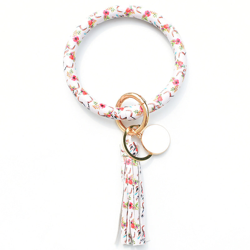 Wholesale Christmas Leaves Snowflakes Wind Chimes PU Bracelet Keychain